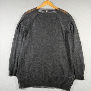 Diesel‎ Women Dark Grey Sheer Knit Sweater Tunic Dress Size L Hair